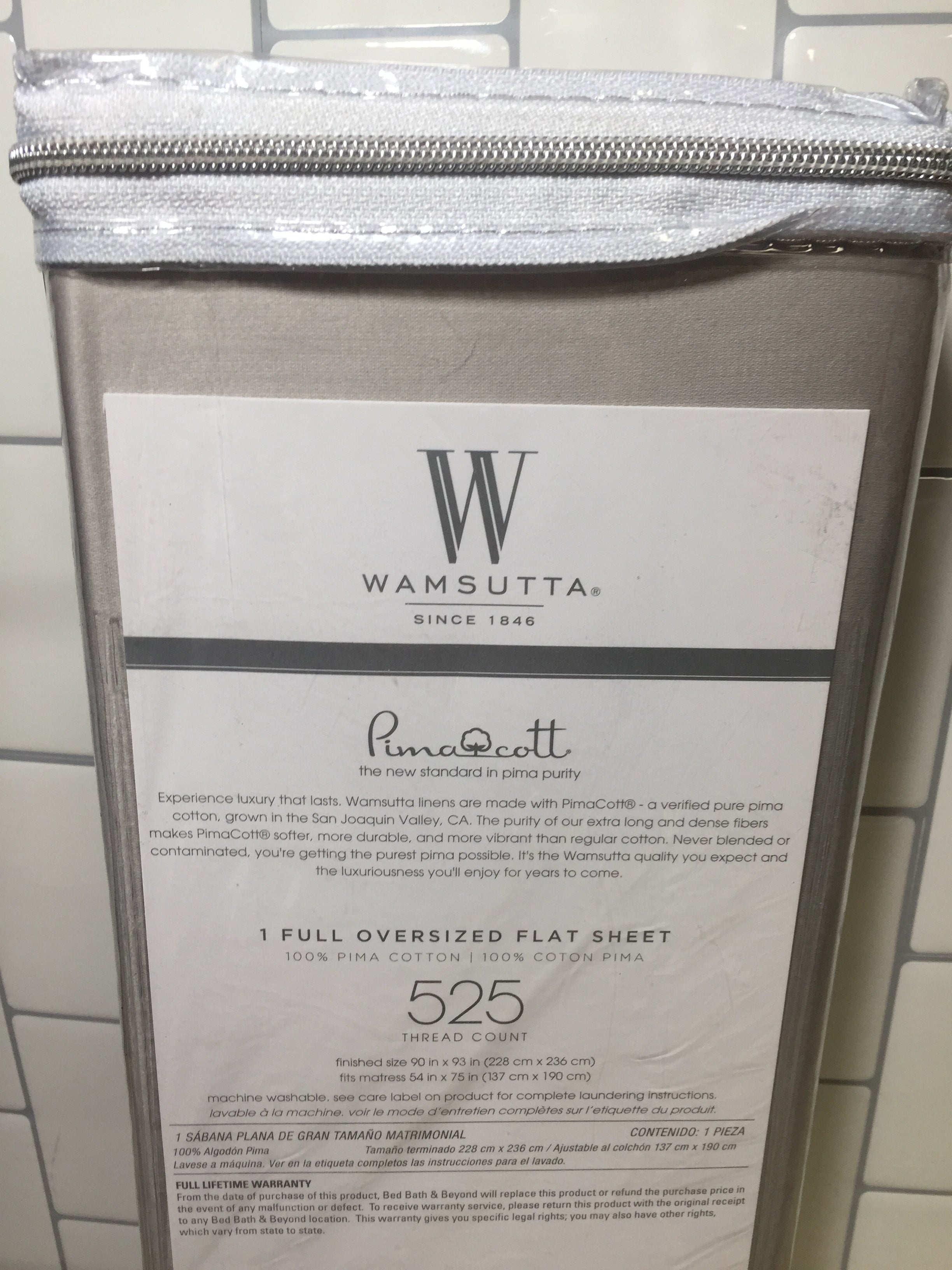 Wamsutta Full Solid Flat Sheet 525 Thread Count Stone (7008939770039)